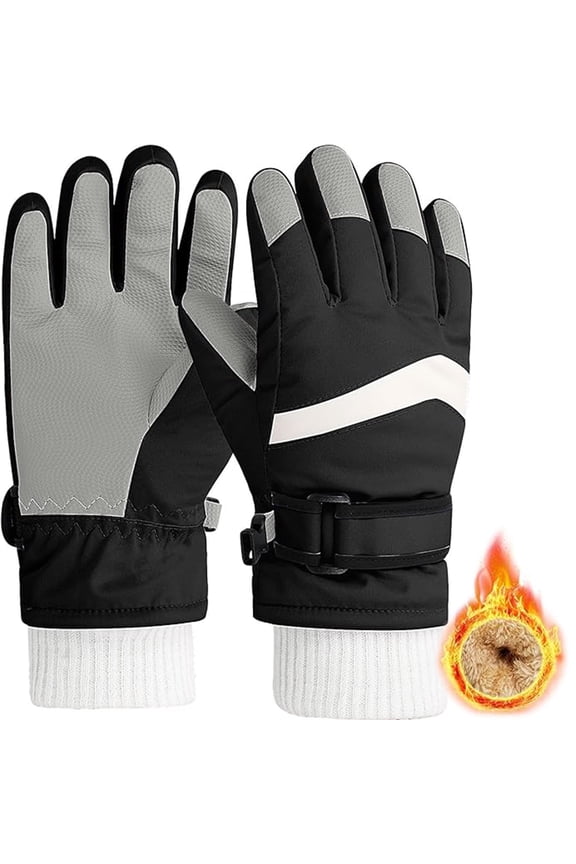 Kids Winter Gloves, Waterproof Ski Gloves, Warm Fleece Snowboard Gloves for Cold Weather, Snow Gloves for 4-12 Years Old Boys Girls Outdoor Sport, Cycling, Skiing, As Stocking Stuffers