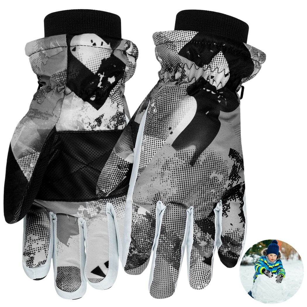 Kids Mountain Mittens For Skiing & Snowboarding - Insulated Waterproof Winter Gloves With Long Cuff