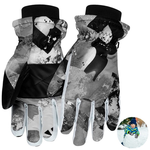 Kids Winter Gloves, Waterproof Windproof Snow Gloves for Boys Girls, Thick Thermal Ski Gloves for Skiing, Snowboarding, Sledding, Snowball Fighting