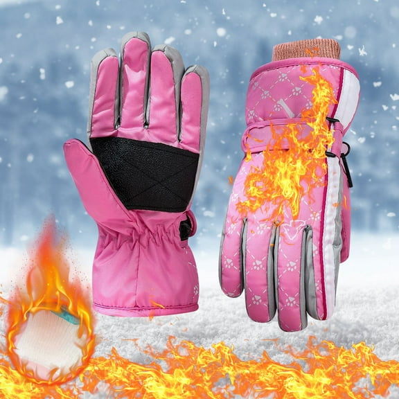 Kids Winter Gloves for Ages 5-9, Windproof Snow Mittens for Boys Girls, Outdoor Sports Gloves for Skiing Snowboarding Cycling