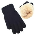 thumbnail image 1 of Kids Winter Gloves with Wool Fleece Plush Lining Thick Warm Full Fingers Knitted Gloves for Boys Girls, 6-13 Years Black, 1 of 2