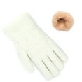 thumbnail image 1 of Kids Winter Gloves with Wool Fleece Plush Lining Thick Warm Full Fingers Knitted Gloves for Boys Girls, 6-13 Years White, 1 of 2