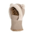 thumbnail image 1 of Kids Winter Hat Fleece Lined Cute Bear Ear Knit Beanie Cap Scarf Balaclavas Mask Sets for Boys Girls 6-13 Years, Khaki 6-13 Years, 1 of 3