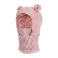 thumbnail image 1 of Kids Winter Hat Fleece Lined Cute Bear Ear Knit Beanie Cap Scarf Balaclavas Mask Sets for Boys Girls 6-13 Years, Pink 6-13 Years, 1 of 3