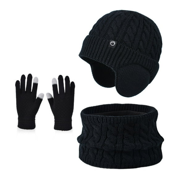 Kids Winter Hat Gloves Scarf Set Beanie with Fleece Lined Warm Touch Screen for Boys Girls Christmas Gift