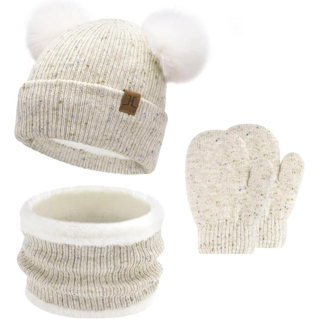 Kids Winter Hat Gloves Scarf Set, Girls Boys Toddler Children Hats