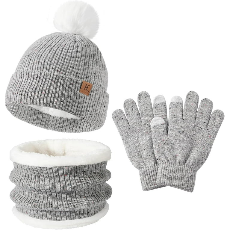 AYPOW Kids Winter Hat Gloves Scarf Set, Fleece Lined Beanie with - Main Image