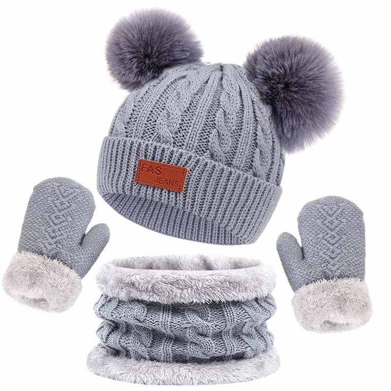 Kids Winter Hat Gloves Scarf Set,Girls Toddler Children Hats 