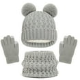 thumbnail image 1 of Kids Winter Hat Gloves Scarf Set Girls Toddler Children Hats With Pom Knit Neck Warmer Gaiter Mittens Fleece Lined Set Leopard Hat Baby Girl Winter Hats Kids Cap Winter Hats for Girls 6 Years Old Boys, 1 of 5