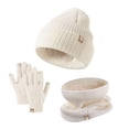 thumbnail image 1 of Kids Winter Hat Scarf Gloves Set Lined Knit Pom Neck Warmer Mittens for Toddler Girls Cold Weather Accessories, 1 of 2
