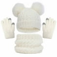 thumbnail image 1 of Kids Winter Hat Gloves Scarf Set Knit Beanie for Girls Boys with Cute Pom Pom, 1 of 4
