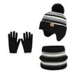 thumbnail image 1 of Kids Winter Hat Gloves Scarf Set for Girls Boys Soft Warm Knitted Beanie Cap with Pom Pom Christmas Gifts (One Size, Black #A), 1 of 1