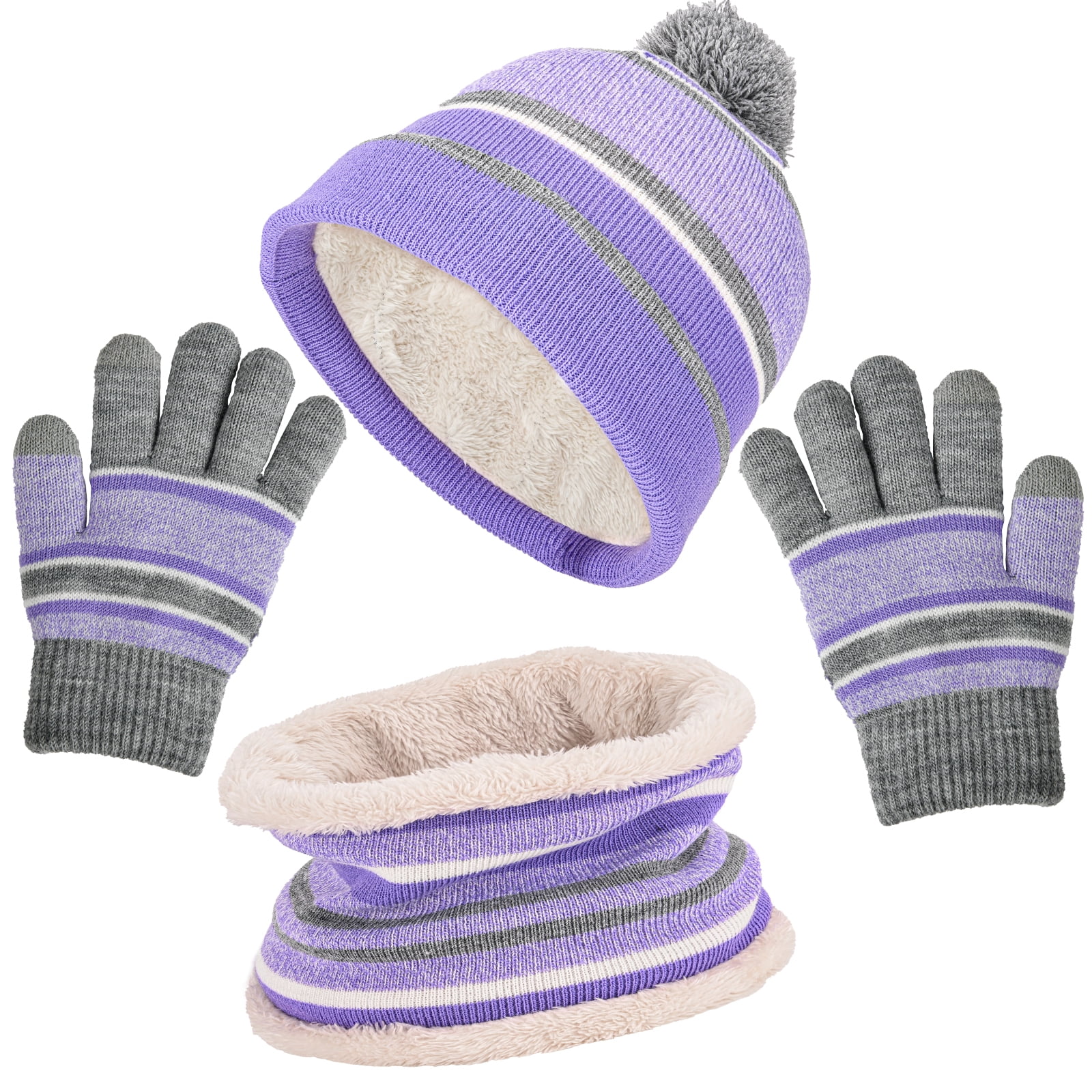 Kids Winter Hat Gloves Scarf Set fot Girls. 3Pcs Toddler Children