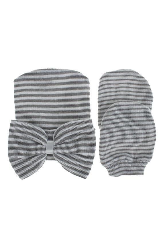 Kids Winter Hat Gloves Set Clearance Newborn Baby Girls Boys Striped Solid Bownot Woolen Warm Hat Cap Knit Glove Sets