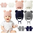 thumbnail image 1 of Kids Winter Hat Gloves Set for Girls Boys 1-3 Years,Toddler Earflap Beanie Ear Warmer Mittens Fleece Lined Set, 1 of 5