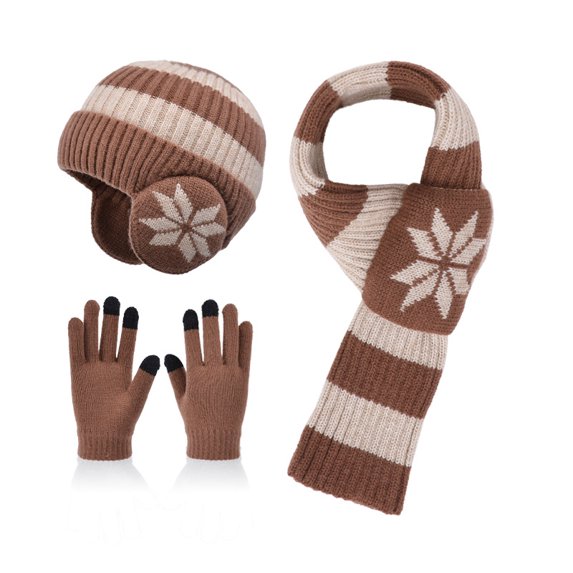 3Pcs Children Hat Scarf Gloves Set Autumn And Winter Single Ball Baby Knitted Ha