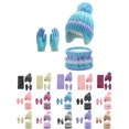 thumbnail image 1 of Kids Winter Hat Scarf Gloves Set, Girls Boys Toddler Warm Fleece Beanie Knit Neck Scarf Mittens Christmas Gift, 1 of 8