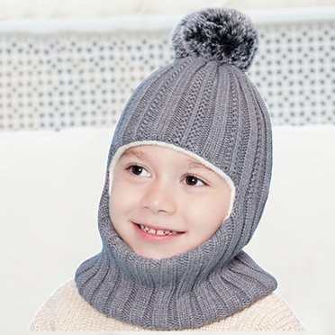 QKURT Toddler Balaclava – Winter Warm Knit Hat & Neck Warmer For Babies 6-24 Months, Windproof Polar Fleece Lining