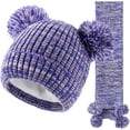 thumbnail image 1 of Kids Winter Hat Scarf Set, Toddler Children Knit Warm Beanie Scarf Set Soft Thermal Cap Neck Warmer Scarf with Pom Balls for 1-5 Years Old, 1 of 7