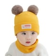 thumbnail image 1 of Kids Winter Hat Soft Knit Earflap Scarf Hood Warm Baby Boys Girls Cap,Z03 Yellow,One Size, 1 of 3