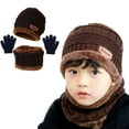 thumbnail image 1 of Kids Winter Hat Winter Scarf Winter Gloves Set, 3 Pieces Autumn Winter Knit Beanie Hat Warm Knitted Set with Fleece Lining Scarf Gloves Set for Boys Girls 1-5Y, 1 of 5