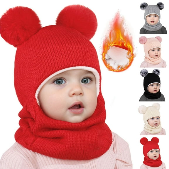 Kids Winter Hat and Scarf Set Toddler Beanie with Neck Warmer for Cold Weather
