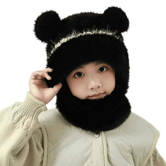 Kids Winter Hat and Scarf Set Unisex Cold Weather Ear Face Coverage Windproof Warm Hat for Autumn Seasons