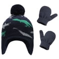 thumbnail image 1 of Kids Winter Hat with Ear Flaps Gloves Set, Knitted Beanies Cap for Ages 4-6 Years Boys Girls, 1 of 3