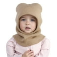 thumbnail image 1 of Kids Winter Hat with Scarf Warm Knit Hooded Cap for Boys Girls Toddler Cold Weather Accessories, 1 of 4