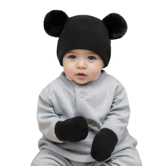 Kids Winter Hat with Scarf Warm Knit Hooded Cap for Boys Girls Toddler Soft Comfortable Cold Weather Accessory