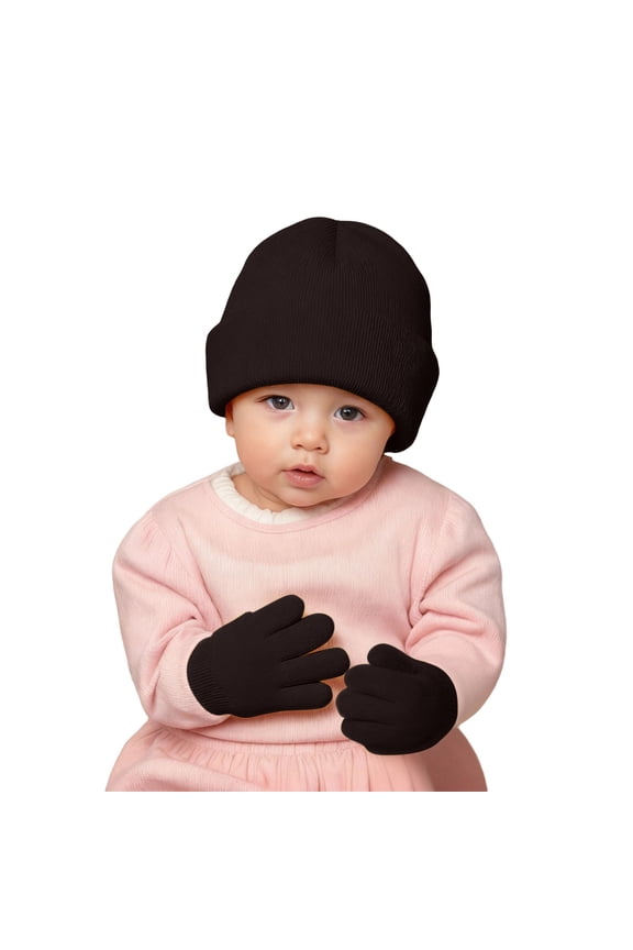 Kids Winter Hats Girls Gloves Set, Knitted Beanies Cap for 2-8 Years Boys Girls