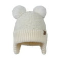 thumbnail image 1 of Kids Winter Hats Girls Knit Winter Beanie Hats with Double Pom Ear Flaps Cap Soft Warm Winter Knit Cap for Boys, 1 of 3