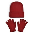 thumbnail image 1 of Kids Winter Hats and Gloves Sets Winter Unisex Kids Lined Hat and Mittens Set Printed Soft Warm Cold Weather Headwear and Handwear for Boys Girls Toddler Red 2 Years-8 Years, 1 of 5