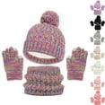 thumbnail image 1 of Kids Winter Hats and Gloves 3 Sets Kids Winter Hat Gloves Scarf Set 5-12Y Girls Boys Knit Hat Long Scarf Snow Gloves Outdoor for Toddler, 1 of 4