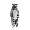 thumbnail image 1 of Kids Winter Hooded Romper Button Jumpsuit Cute Zebra Flannel Romper Girls Halloween Cosplay Animals Onesie 3-12Years, 1 of 8