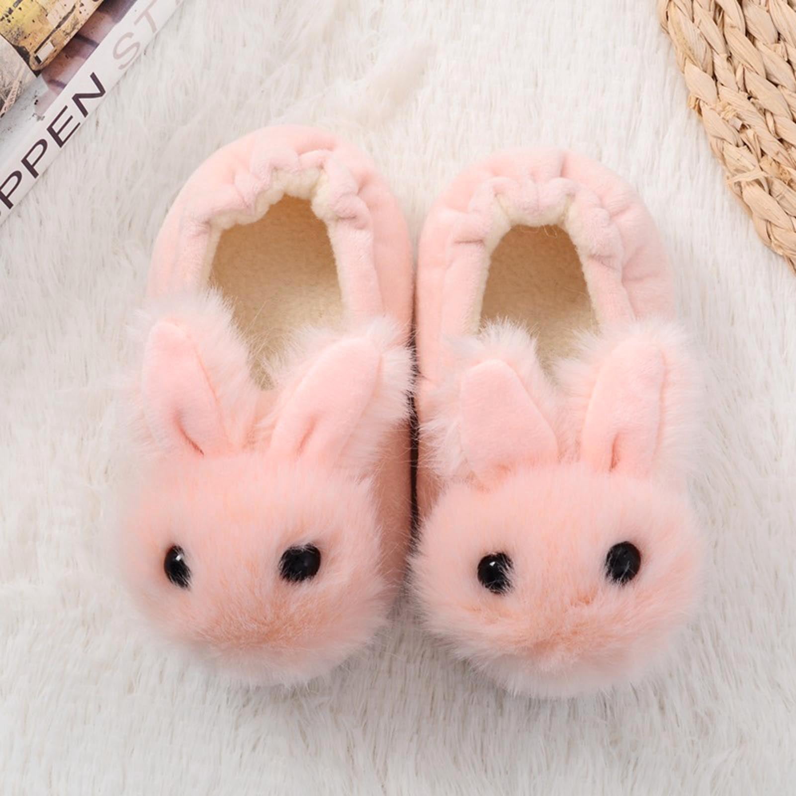Toddler Fuzzy House Slippers - Warm Cozy Winter Slippers With Non-Slip Sole & Hook-and-Loop Closure
