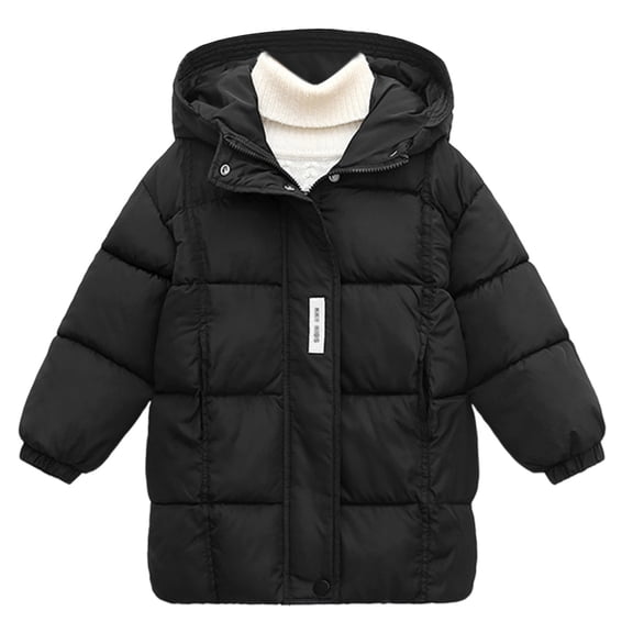 Kids Winter Jacket Girls Down Coat Thick Long Jacket & Casual Long Sleeve Hooded Jacket Winter Warm Coat Windproof Outdoor Jacket ,Size:3-4 Years