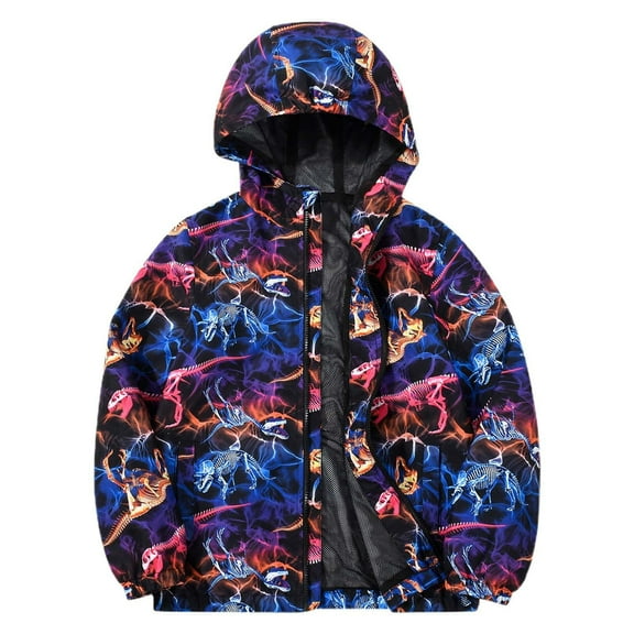 Kids Winter Jacket Kids Boys Girls Rain Jacket, Child Fashion Prints Lightweight Windbreaker Coat with Hood Toddler Coats for Boys Clear 6
