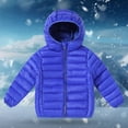 thumbnail image 1 of Kids Winter Jackets Kids Puffer Jacket Zip Up Jacket Hooded Sky Blue Jacket Windproof Warm Toddler Puffer Jacket Girls Winter Clothes Size 7-8 Years, 1 of 3