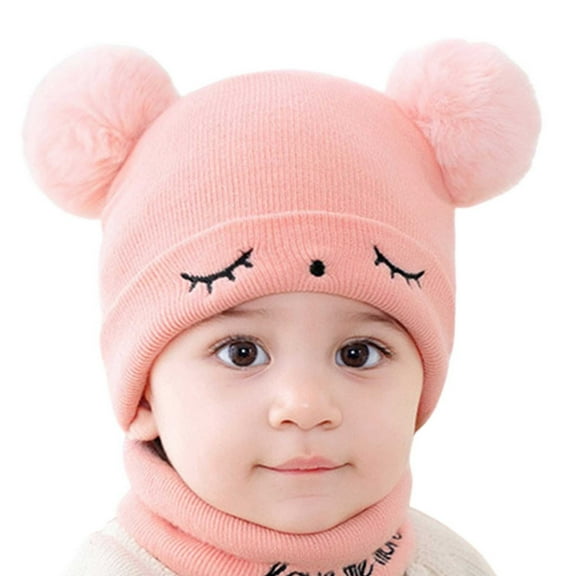 Kids Winter Knit Beanie Hat & Circle Scarf Set - Warm Neck Warmer and Cap for Boys and Girls