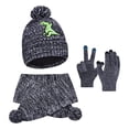 thumbnail image 1 of Kids Winter Knitted Hat Scarf Dinosaur Cartoon Pattern Thermal Earflap Cap Neck Warmer Mittens Boys Girls, 1 of 4