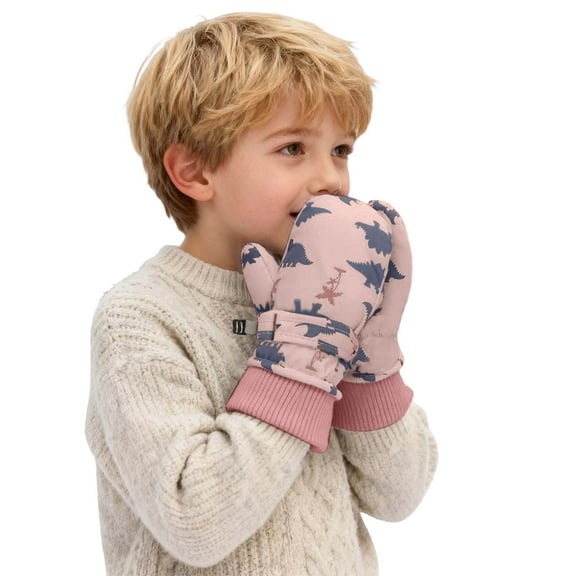 Kids Winter Mittens Kids Winter Ski Mittens Printed Thermal Lined Quick Drying Handwear Durable Cold Weather Outdoor Sports Gloves for Boys and Girls Girls Mittens Pink 4 Years-8 Years