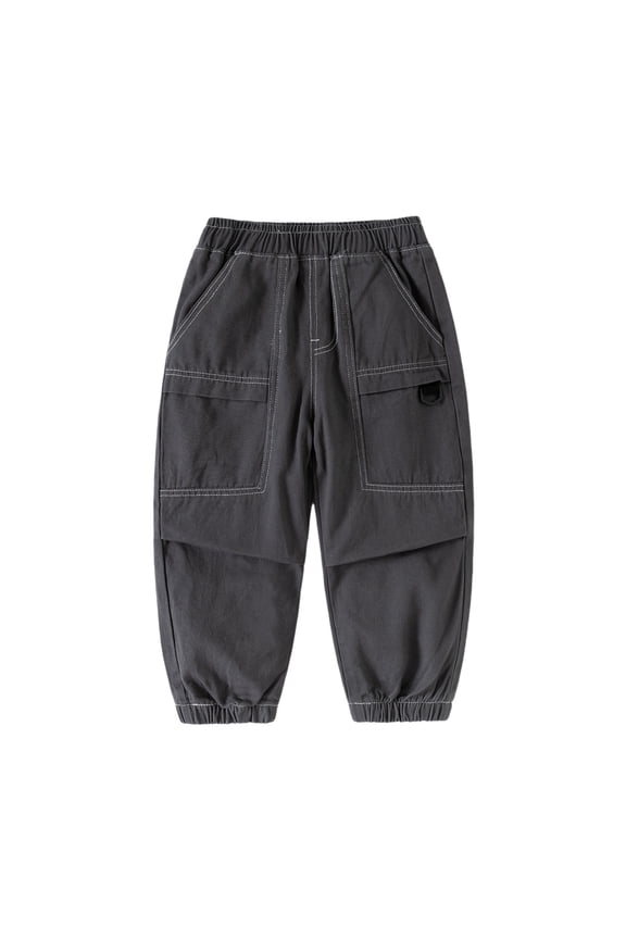 Kids Winter Pants, Boys Fashionable Work Cargo Pants For Kids Stylish Autumn Korean Style Woven Long Trousers For Boys Versatile Children’s Wear,Size:1-2 Years