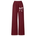 thumbnail image 1 of Kids Winter Pants,Elastic High Waist Trousers Girl's Bowknot Sweatpants Lightweight Straight Leg Athletic Pants With Pockets,Sweatpants Wide Leg,Size:11-12 Years, 1 of 5