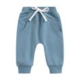 thumbnail image 1 of Kids Winter Pants, Kids Solid Color Casual Pants For Girls And Boys Comfortable Everyday Trousers With Elastic Waist Playful Design,Size:6-12 Months, 1 of 3