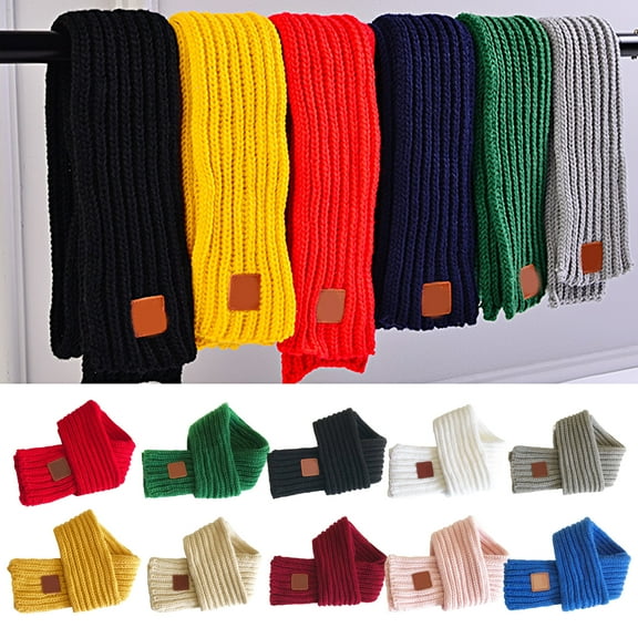 Kids Winter Scarf, Coldproof Solid Color Knitted Scarves Wrap for Toddler Boy Girls