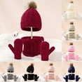 thumbnail image 1 of Kids Winter Set Knit Hat Scarf Mittens Fleece Lined Neck Warmer for Toddlers, 1 of 6
