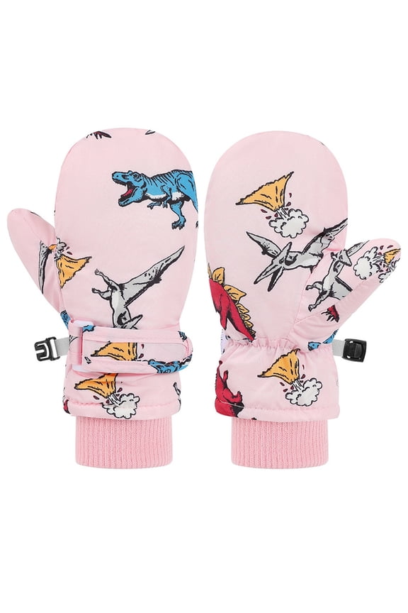 Kids Winter Ski Snow Gloves Cold Weather Waterproof Insulated Snowboard-Mittens For Gilrs Boys Pink 2 Y-4 Y