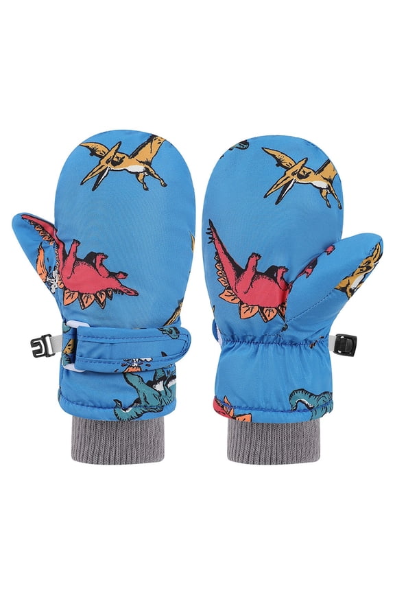 Kids Winter Ski Snow Gloves Cold Weather Waterproof Insulated Snowboard Mittens For Girls Boys Sky Blue 2 Y-4 Y