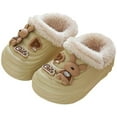 thumbnail image 1 of Kids Winter Slippers Cute Cartoon Furry Lined Clogs Waterproof Nonslip Boys Girls Garden Shoes Lightweight Slip on Slides Shoes Khaki 8 Toddler, 1 of 4